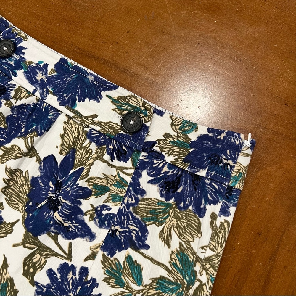 Brooks Brothers Red Fleece Straight Fit Floral Mini Skirt 10 Button Detail Blue - Picture 5 of 16